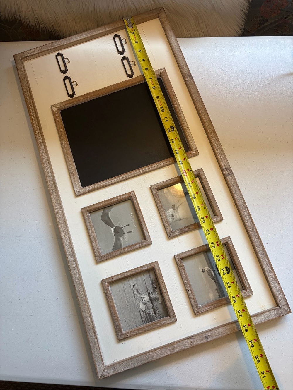Urban Barn Wall Organizer Chalkboard Photo Frame Key Hooks Farmhouse Rustic New - Picture 8 of 10